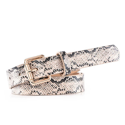 Leather Leopard Snake Print Slim Belt