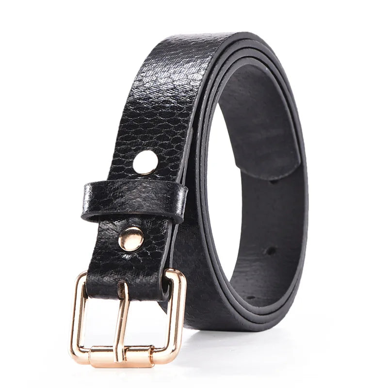 Leather Leopard Snake Print Slim Belt