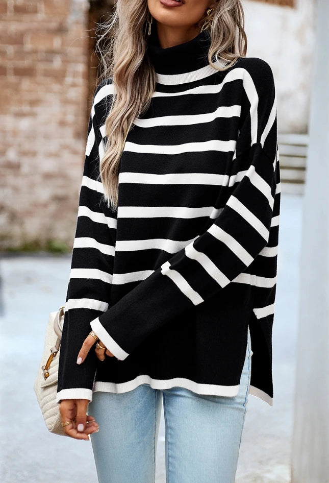 Sublim Striped Turtleneck Sweater – Warmth and Elegance