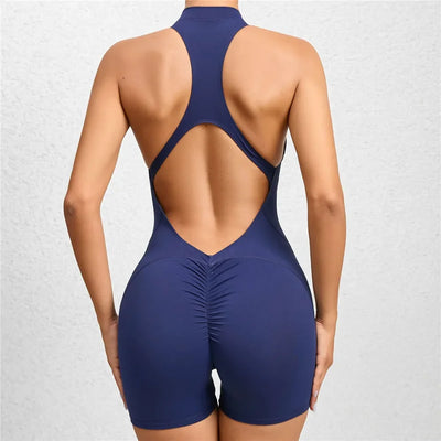 Sporty High-Waist Romper – Stylish Hollow-Out Design