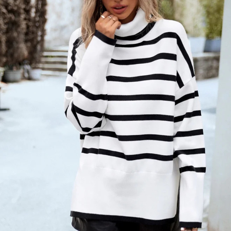 Sublim Striped Turtleneck Sweater – Warmth and Elegance